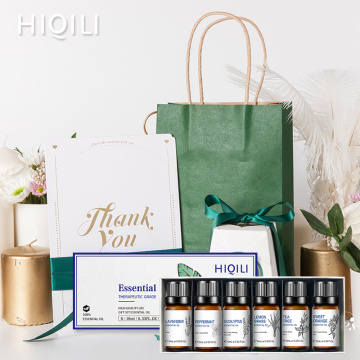 HIQILI Gift Box Coconut Oil Tea Tree Peppermint Lavender Humidifier Diffuser Massage Body Care Essential Oils 10ML 6Pcs/set
