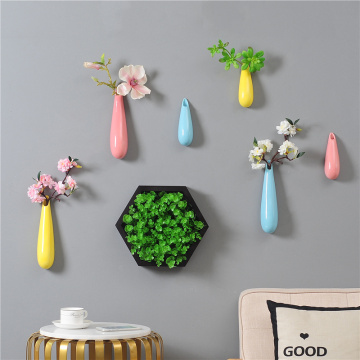 INS Ceramic flowerpot plant bottle Home Background Water Drop Vase crafts Hanging Decoration wall Simplicity