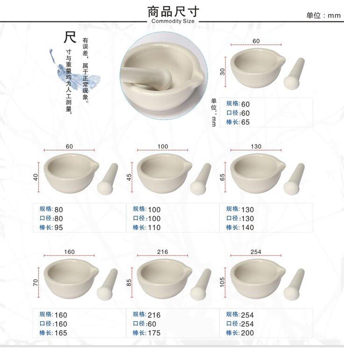 130mm Porcelain Mortar and Pestle Mixing Grinding Bowl Set White Lab Kit Tools