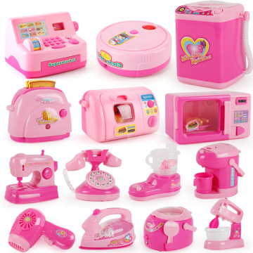 Girl Pretend Play Mini Electric Pink Girl Appliances Kids Plastic Iron Plastic Toy Simulation Safrty Light-up Home Baby Children
