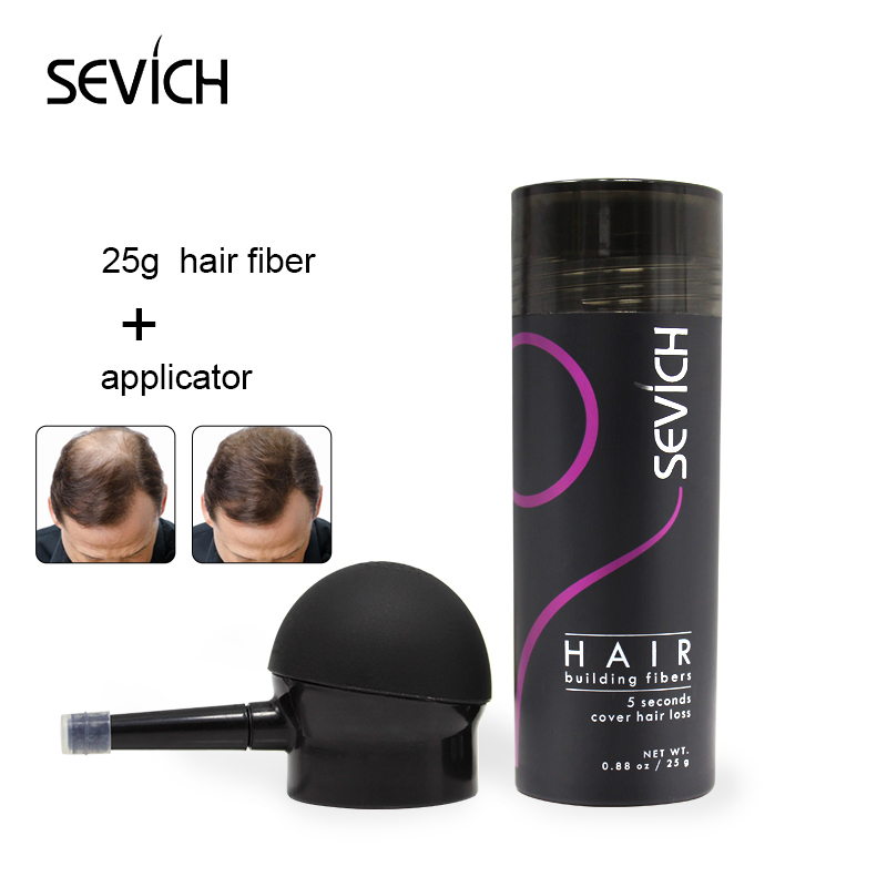 Sevich 10 Colors 25g Hair Fibers Keratin Thickening Spray + applicator nozzle Hair loss products Building Hair Regrowth Powder