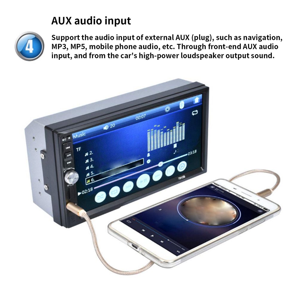 2 Din MP5 Player 7 Inch LCD Touch Screen Auto FM Radio Video Player Music Audio With USB Support Rear Camera