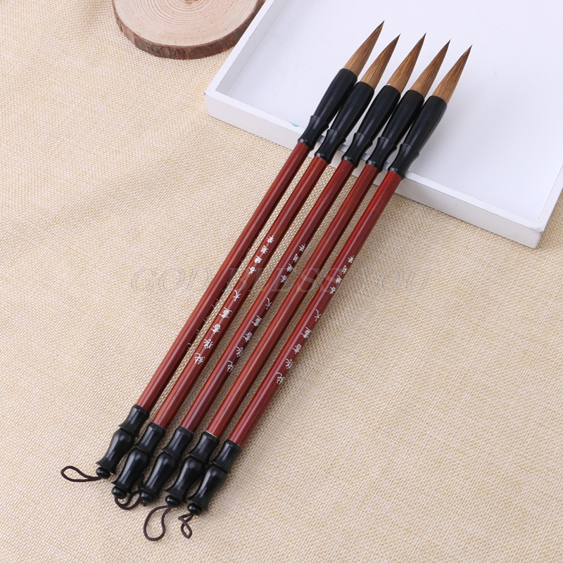 1PC Chinese Calligraphy Brushes Pen Wolf Hair Writing Brush Wooden Handle Drop Shipping