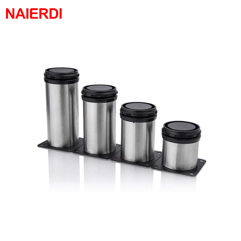 NAIERDI 5CM-30CM Furniture Adjustable Cabinet Legs Stainless Steel Table Sofa Metal Foot With Screws Home Improvement Hardware