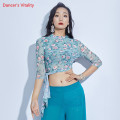 Belly Dance Female Adult Elegant Top Practice Clothes New modern Dancewear Split Floral Sleeves Profession Training Shirt