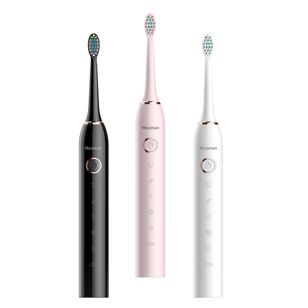 Rooman H5 IPX7 Waterproof Electric Toothbrush Oscillating Brush 5 Modes w/ Replacement Head Smart Scientific Reminder