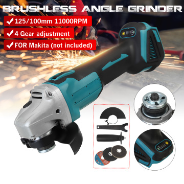 125/100mm 4 Speed Brushless Electric Angle Grinder Cordless DIY Woodworking Power Tool Grinding Machine For 18V Makita Battery