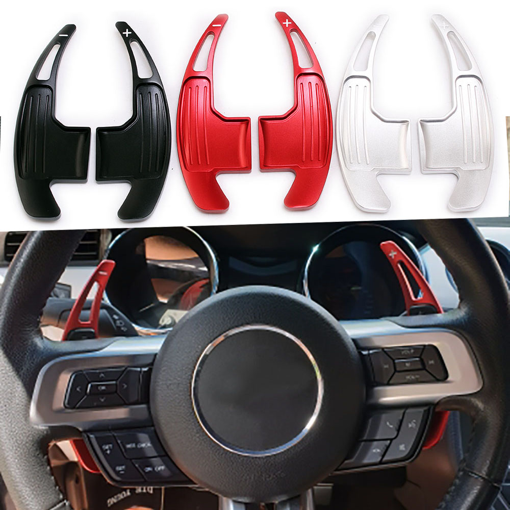 Car Styling for Ford Mustang 2015 2016 2017 2018 2019 Steering Wheel Gear Shifters Paddle Aluminum Alloy Cover Trim 2pcs