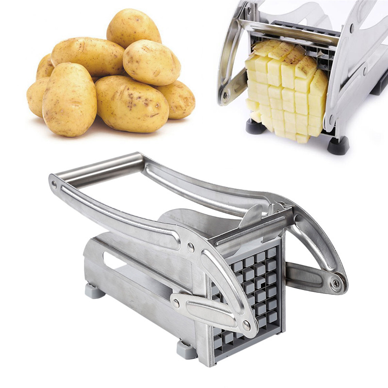 Home Hand Potato Fries Machine Stainless Steel Press French Fries Making Tool Potato Chips Cutter Kitchen Gadgets Fruit Slicer