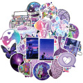 10/50pcs/pack Lovely Purple Galaxy Cartoon Stickers Cartoon Funny For Laptop Skateboard Luggage kid's Toy Waterproof Sticker
