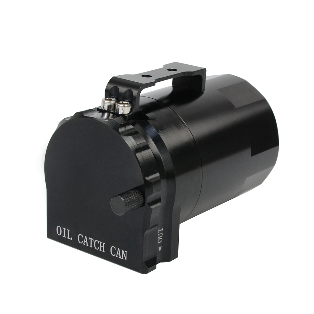 WLR - Universal Black Baffled Aluminum Oil Catch Tank Can Reservoir Tank with 11mm/13mm/15mm Fittings and Oil dipstick WLR-TK63