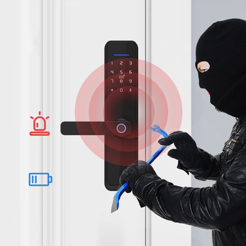 Mechanical Key Electric Door Lock Password Fingerprint Lock Home Security Smart Lock Tuya APP Bluetooth Wooden Door Lock