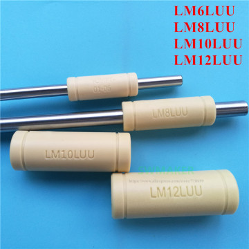 4pcs LM6LUU LM8LUU Solid Polymer LM10LUU LM12LUU Linear Bearing Bushing ID 6/8/10/12mm for Prusa DIY CNC Motion