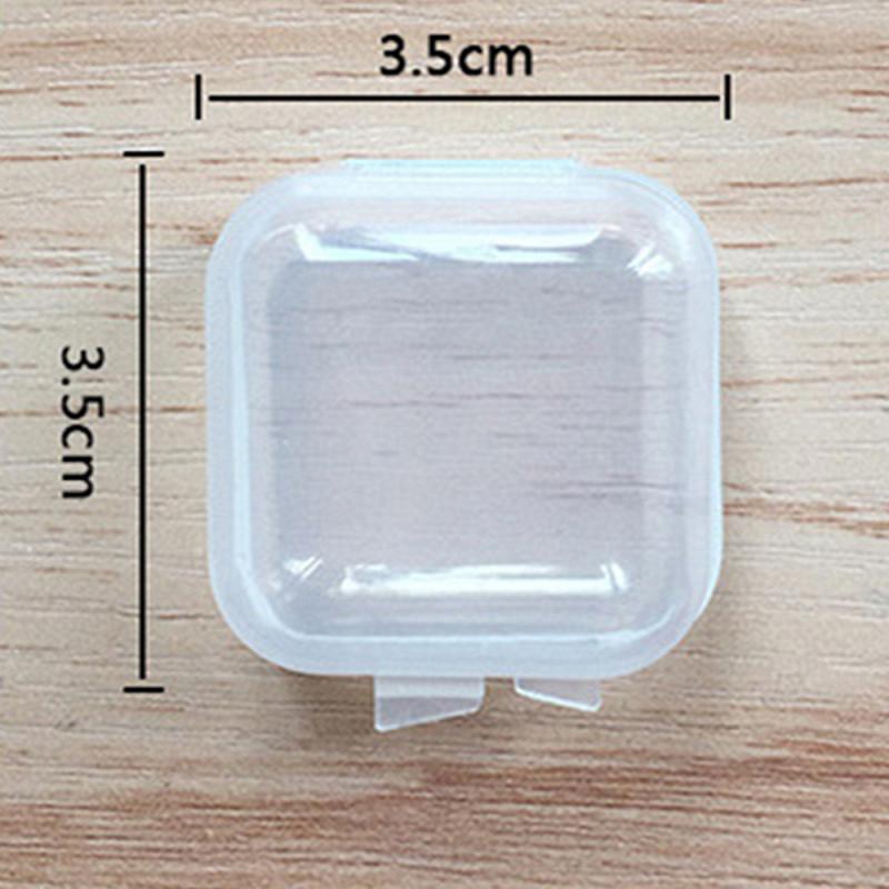10 Piece Portable Mini Transparent Flip Jewelry Box Square Plastic Small Storage Box Medicine Storage Box Small Gift Jewelry Box