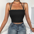 InstaHot Sexy Women Cropped Top Spaghetti Straps Backless Halter Cami Stretch Summer Party Club Camisole 2020 Fashion Tank Top