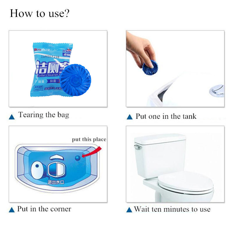 20Pcs Automatic Flush Blue Bubble Toilet Cleaner Toilet Deodorization Cleaning Household Chemicals for Bathroom Restroom Cleaner