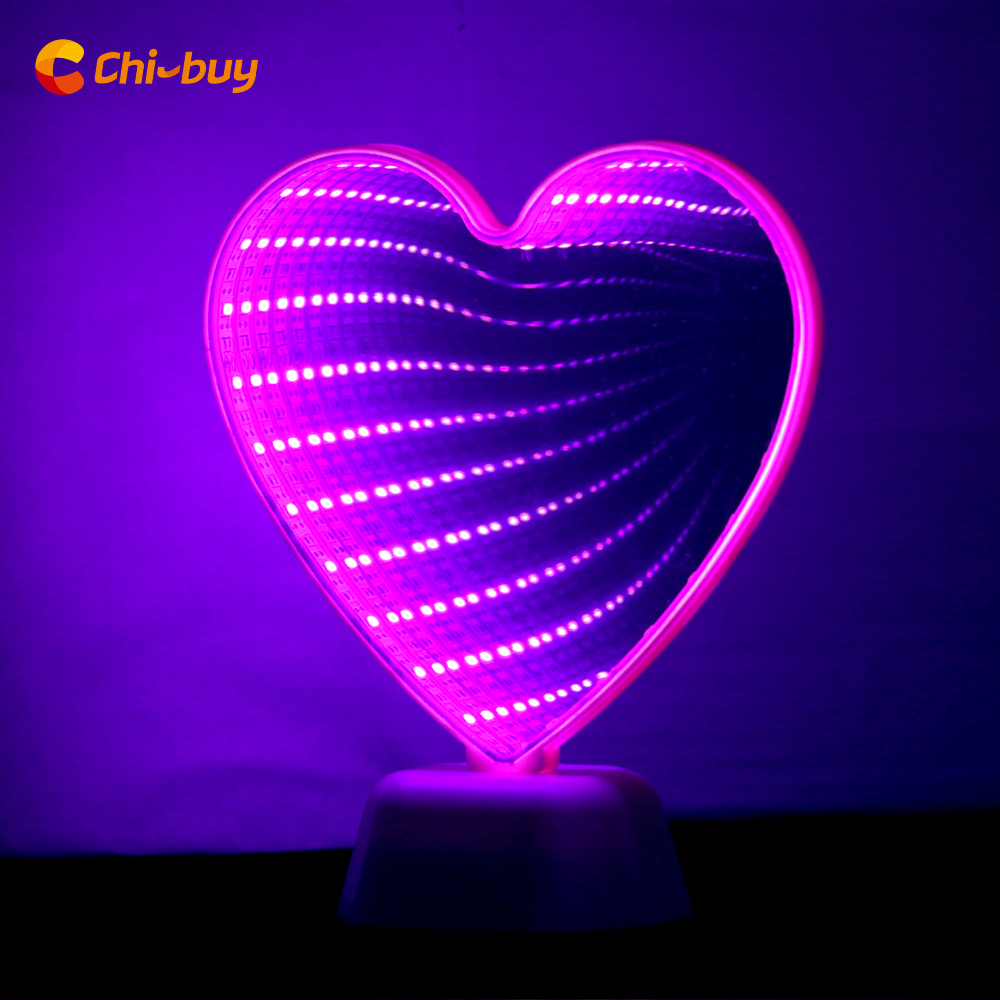 Chibuy Heart infinity tunnel lamp LED Mirror tunnel light Home Decoration Light Sign 3D Desktop Decoration tunnel mirror light