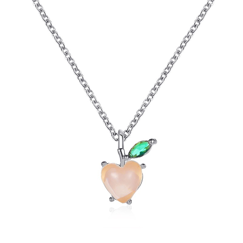 New sweet crystal necklace, small fresh fruit necklace, grape apple pendant, clavicle chain, lovely student jewelry gift