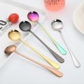 2020 New Stainless Steel Round Head Long Handle Colorful Spoon Flatware Coffee Drinking Tools Kitchen Gadget Dropshipping TSLM1