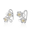 WYEAIIR Fresh Cherry Blossom Sweet Cute Original Literary Simple 925 Sterling Silver Female Dangle Earrings