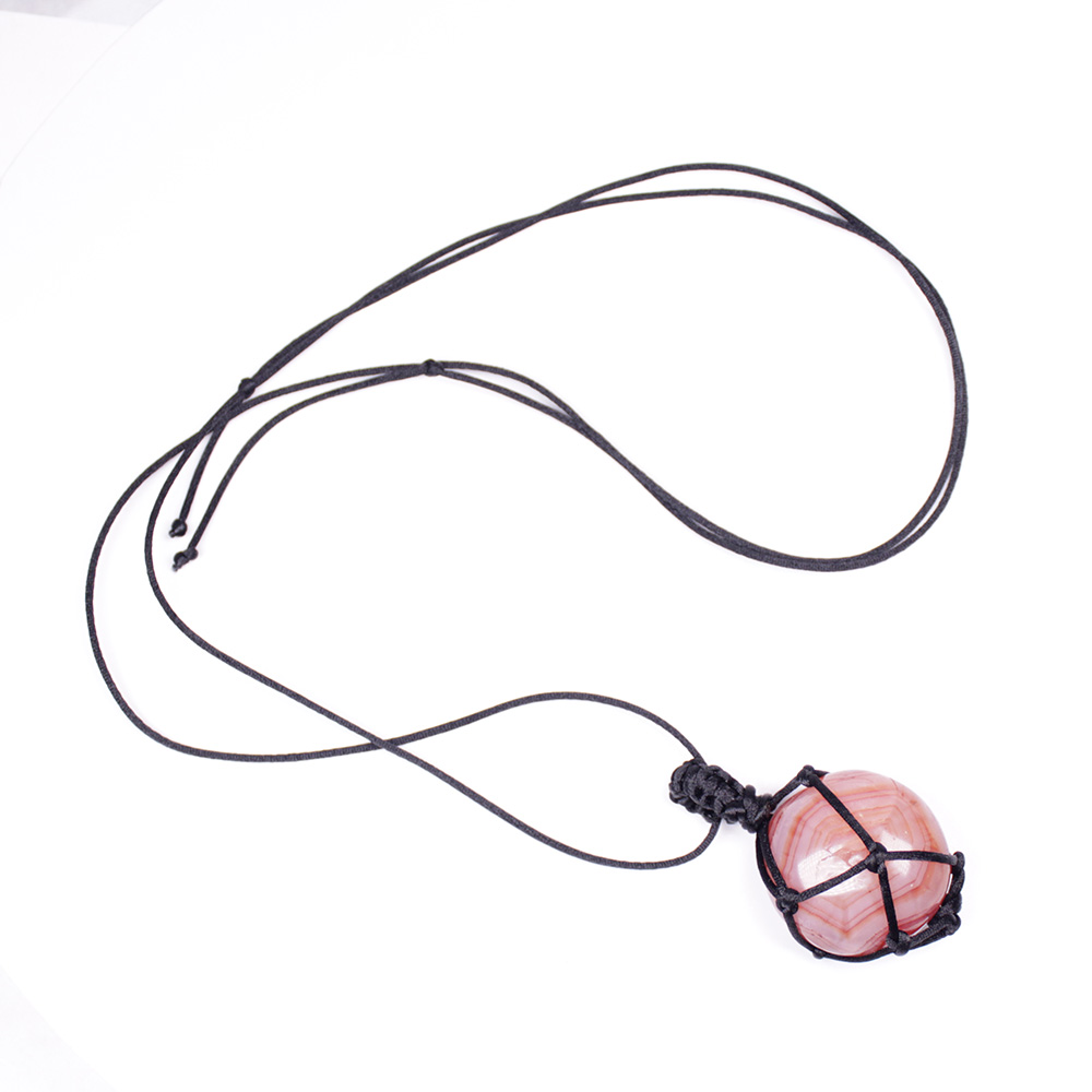 Natural Stone red agate Pendants Crystal Quartz Black Rope Wrapped Treatment Stones Necklace for Men Female Fashion Jewelry
