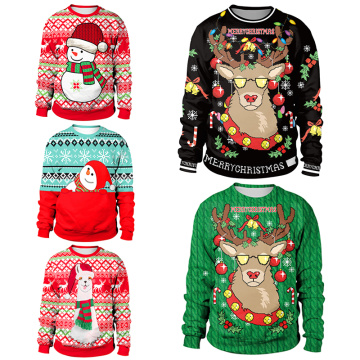 3D Unisex Ugly Christmas Vacation Santa Elf Pullover Funny Womens Men Sweaters Tops Autumn Winter Clothing