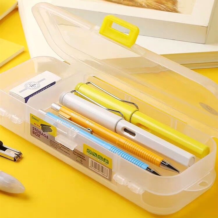 2020 High-capacity Pencil Case Double Layers Transparent Pencil Box Desktop Organizer Storage Box Pencilcase School Stationery