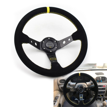 OM* Racing Steering Wheel 14inch Universal Suede Leather 350mm Steering Wheel Sport For Car High Quality 2020 MC20S0915115