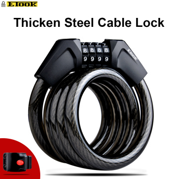 ETOOK Bike Steel Cable Lock 4 Digit Code Combination Anti-Theft Bike Bicycle Lock 1.5m Motorcycle Security Lock