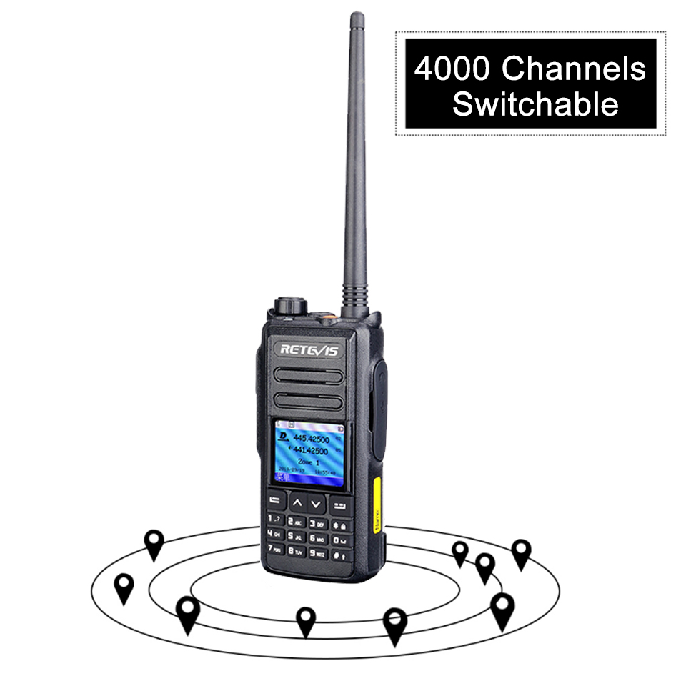 5W DMR Digital/Analog Walkie Talkie Retevis RT72 GPS UHF VHF Dual Band Two Way Radio 4000 CH Handheld Radio Station Hams Radio