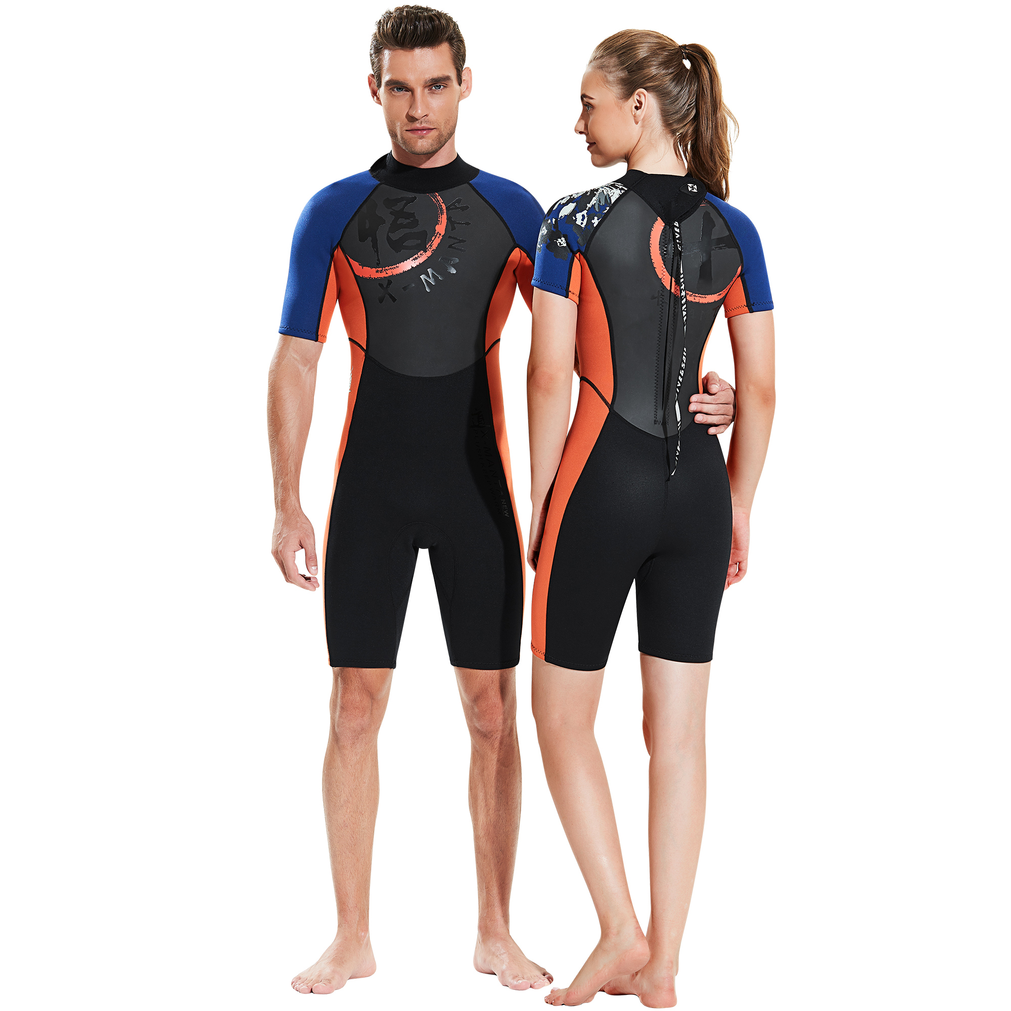 1.5mm Neoprene+Shark Skin Short Wetsuit One-piece Swimsuit Surfing Suit for Men Women Scuba Snorkeling Swimming Sailing