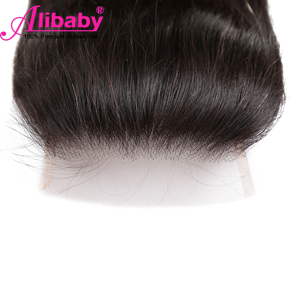 Swiss Lace Natural Color Brazilian Straight Human Hair Closure 4×4 Free Part Remy Natural Color 8"-22" Alibaby Hair