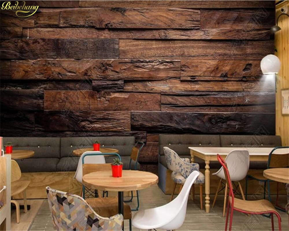 beibehang Custom Wallpaper Murals Large Wall Painting Retro Nostalgic Wood Panels Wood Grain Wall Mural De Parede 3D Wallpaper