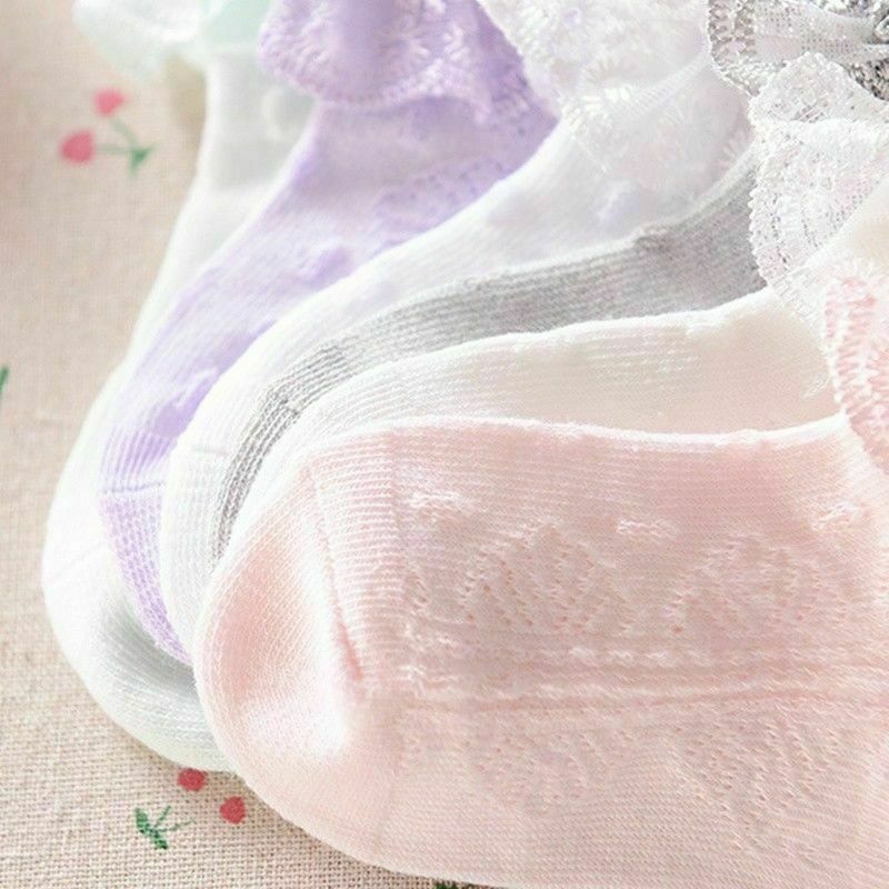 PUDCOCO Princess Girl Toddler Kids Baby Vintage Lace Bow Ruffle Turn Over Ankle Socks Double White Organza Frill Newborn 0-5T