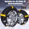 10pcs Winter Car Tire Snow Chains Adjustable Anti-skid Chain Safety Double Snap Skid Wheel TPU Winter Use For Truck Car SUV