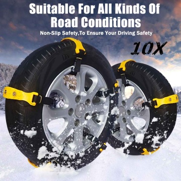 10pcs Winter Car Tire Snow Chains Adjustable Anti-skid Chain Safety Double Snap Skid Wheel TPU Winter Use For Truck Car SUV