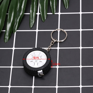 Creative Ew Design Mini Retractable Tape Measure Ruler Auto Parts Model Thicker Wheel Tyre Tire Keychain Woodworking