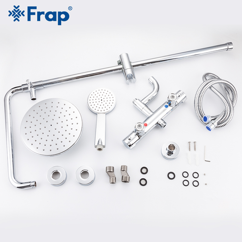 Frap Sanitary Ware Suite bathroom thermostatic shower faucet set bath shower mixer with thermostat waterfall wall shower system