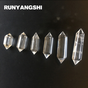 White Crystal Pillar 2 Tips Tansparent Stones and Minerals High Quality Wholesale Factory Stone Runyangshi ZB20