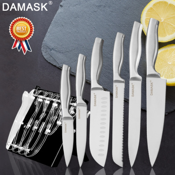 Damask Knife Stand Holder With 3Cr13Mov Stainless Steel Knives Set Chef Kitchen Knife Multi-functional Kitchen Cooking Tools Set