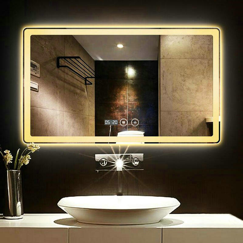 60x80cm 50x70cm Smart Rectangular Bathroom Mirror High Quality Refection Two Color LED Bathroom Mirror