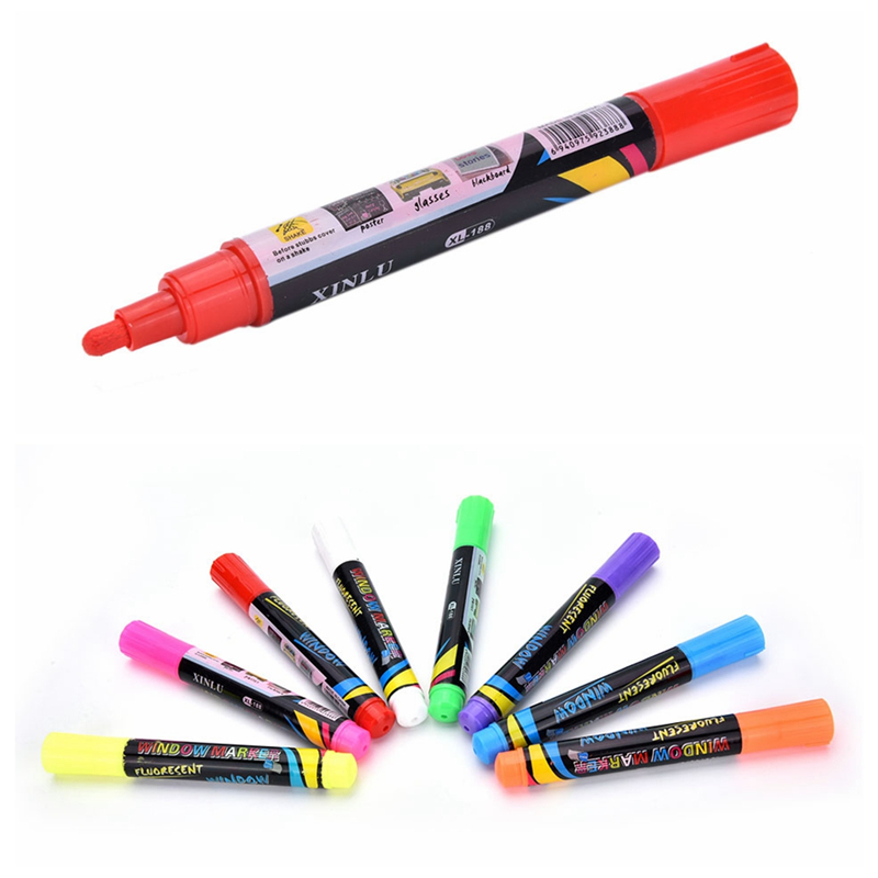 8 Colors white board maker pen white board whiteboard marker liquid chalk erasable glass ceramics maker pen easy erasing 1PC