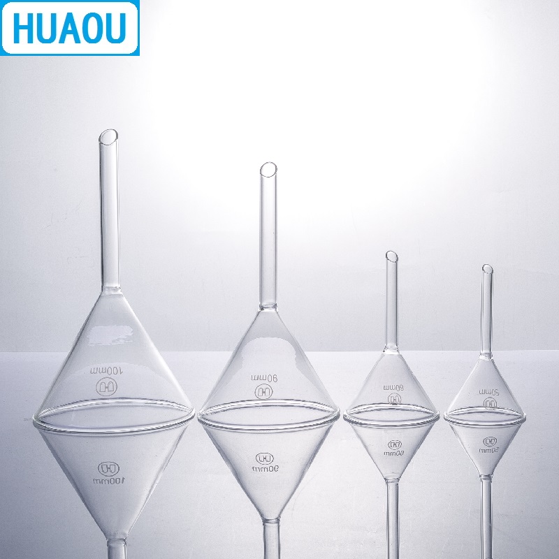 HUAOU 90mm Funnel Short Stem 60 Degree Angle Borosilicate 3.3 Glass Laboratory Chemistry Equipment