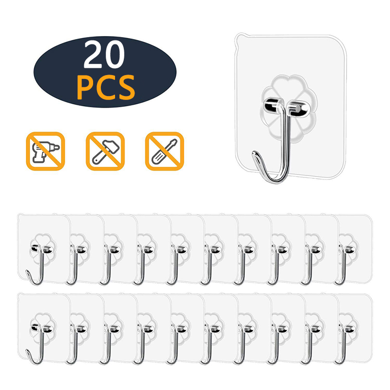 20Pcs Transparent Strong Suction Wall Hooks For Home Kitchen And Bathroom Cup Sucker Hanger Key Holder Storage Hanger Towel Hook