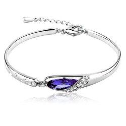 QiLeSen Fine Jewelry Purple Crystal in Sterling Silver Glass Shoes 925 Silver Bracelet Women Wedding Jewelry b007
