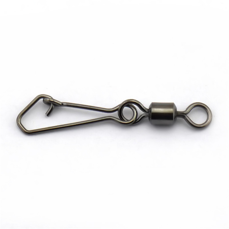 JOSHNESE 50PCS Stainless Steel Swivels Fishing MS+QL Interlock Rolling Swivel With Hooked Snap Fish Hook Connector