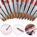 KADS Acrylic Nail Brush Crimped Kolinsky Sable UV Nail Art Gel Brush Gel Builder Manicure Brush Flat Round Red Wood Nail Brush