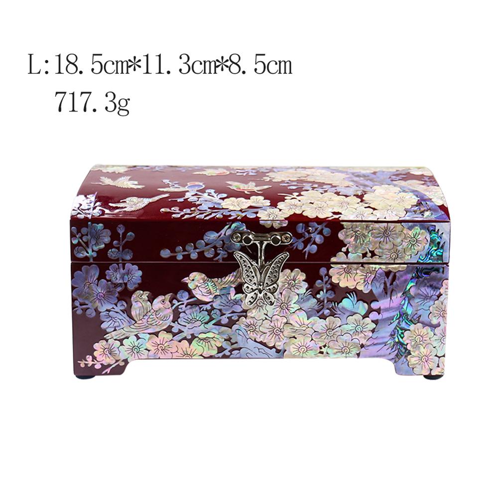 Hand Made Pear Abalone Shell-linlaid Mosaic Jewelry Box Storage Lacquerware Lacquer Arts with Lock 18.5 x 11.3 x 8.5cm Wedding G