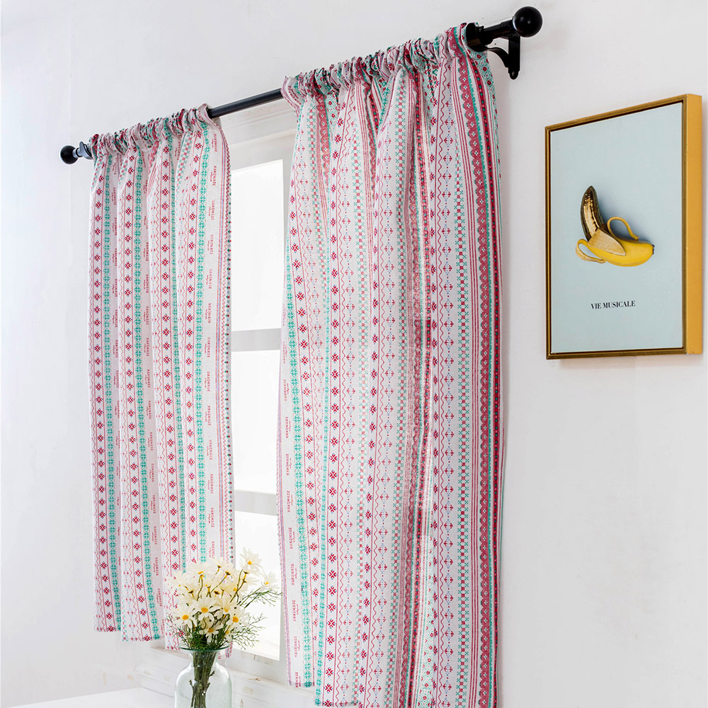 Polyester Valance Curtains for Bedroom Colored Strip Semi-Blackout Window Curtain Valances Short Curtains Window Drape 100*130CM