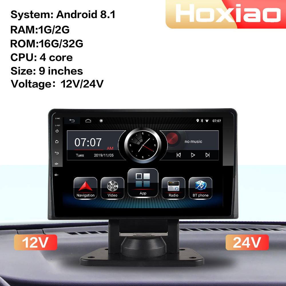 12V 24V Android 8.1 Car Radio Multimedia Player 9 Inch GPS Navigation TV RDS Suitable for Bus, Touring Car, School Bus, Truck